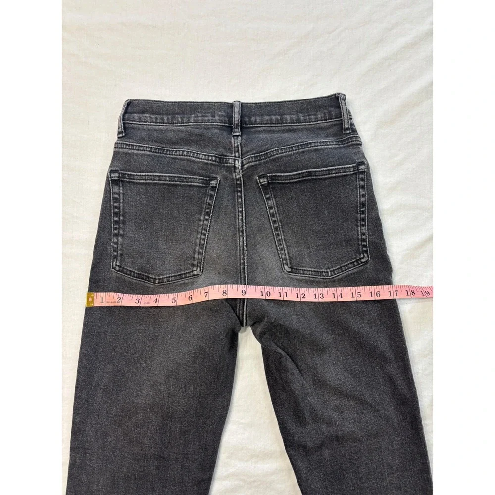 Everlane The Cheeky Jean Faded Black High Rise Straight Leg Crop Denim Size 27